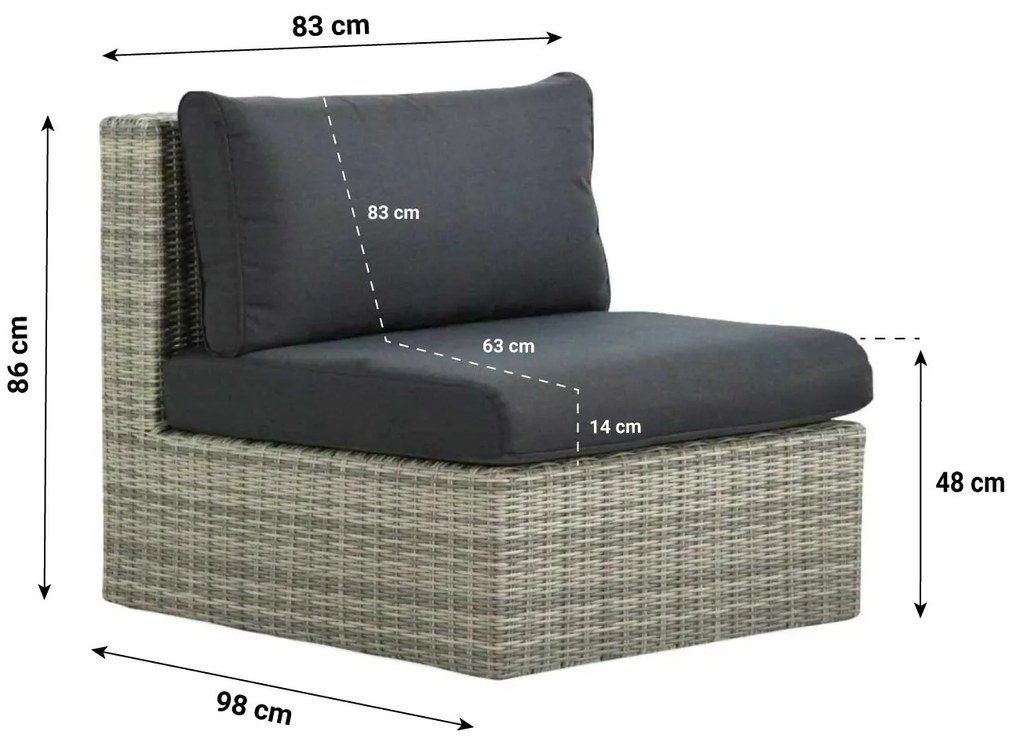 Hoek loungeset 6 personen Wicker Grijs  Garden Collections Amico