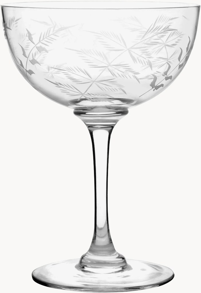 Mondgeblazen kristallen champagneglazen Fern, 6-delig