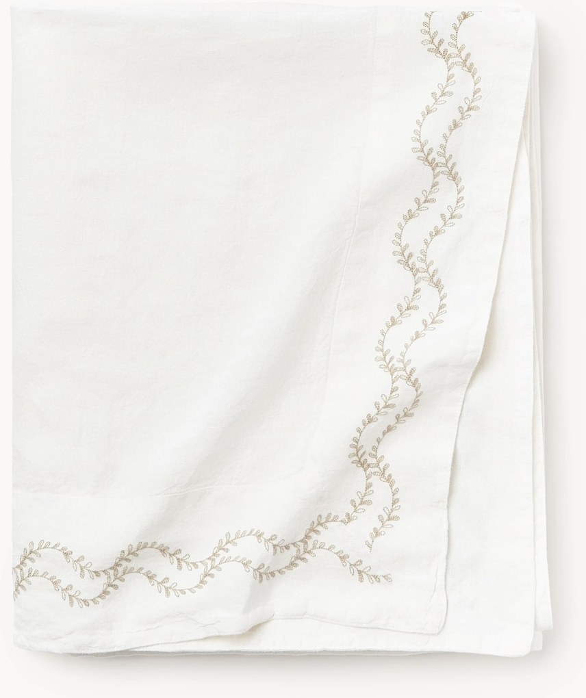 Handgeborduurde tafelkleed Ivy van gewassen linnen