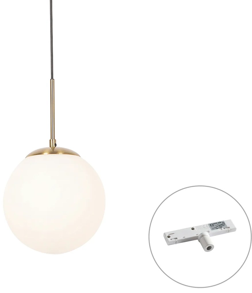 Art Deco hanglamp goud met opaal glas incl. rail adapter wit 1-fase - Slimline Flore Art Deco E27 bol / globe / rond Binnenverlichting Lamp