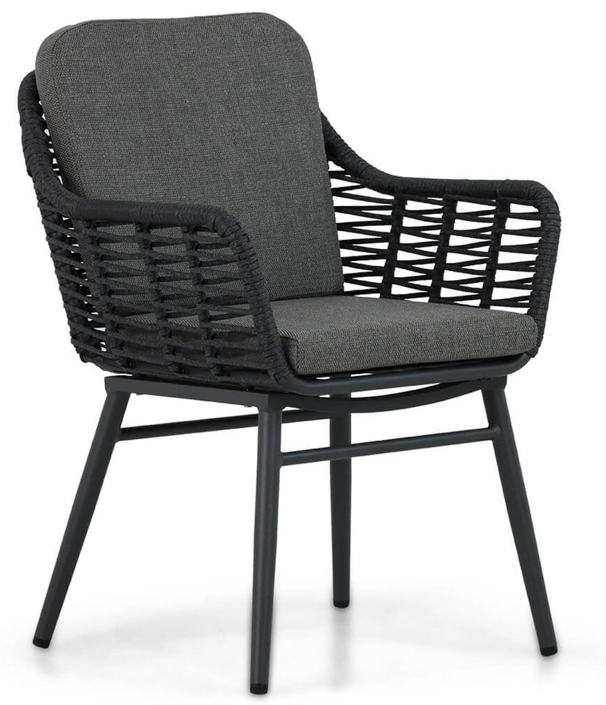Tuinset Ronde Tuintafel 4 personen 120 cm Aluminium/wicker Grijs Coco Antoni/Vienna
