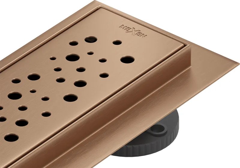 Mexen Flat 360° M12 roterende lineaire afvoer 60 cm, geborsteld koper - 1C21060-40