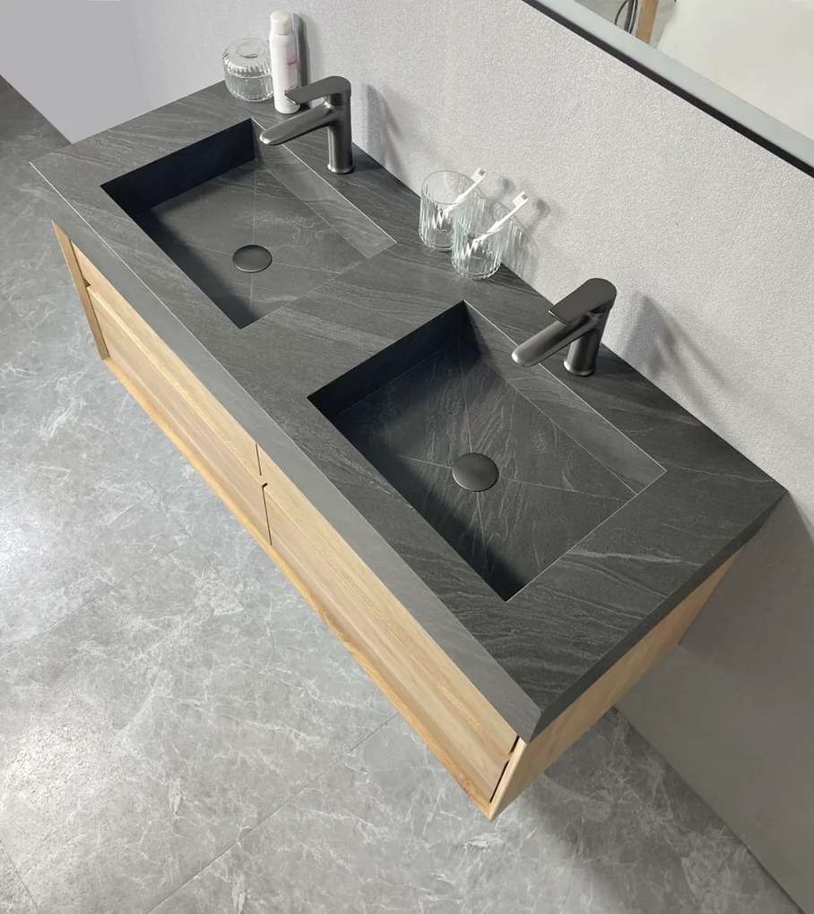 B-Stone Perryton badmeubel eiken met wastafel antraciet 120cm