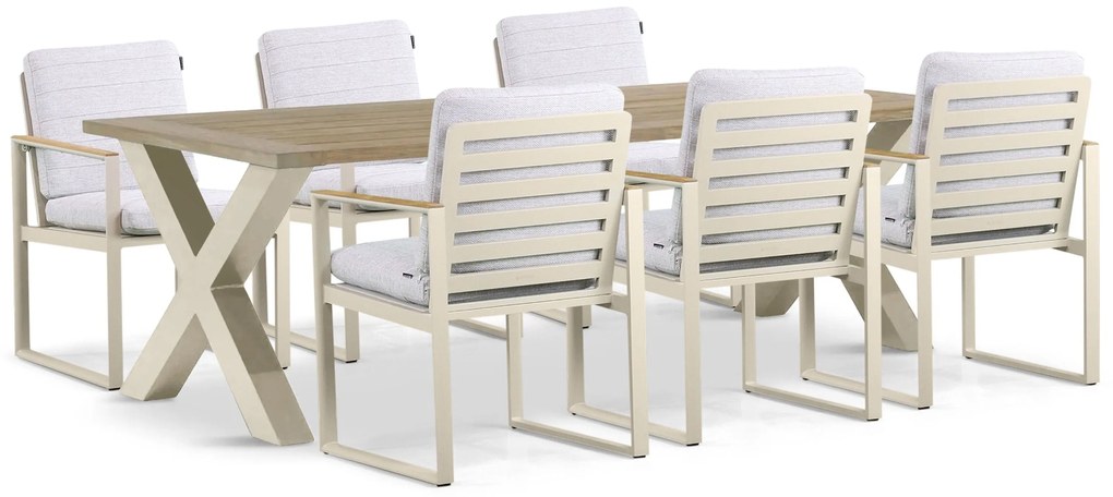 Tuinset 6 personen 240 cm Aluminium/teak Taupe Lifestyle Garden Furniture Faro/Cardiff