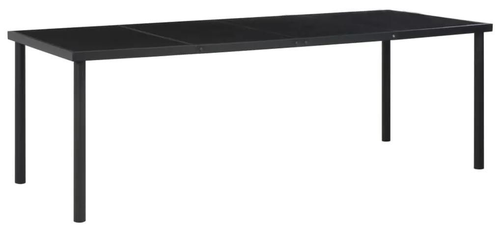 vidaXL Tuintafel 220x90x74,5 cm staal en glas zwart