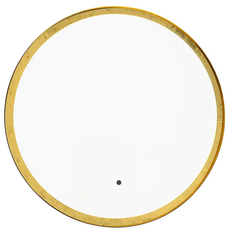 Badkamerspiegel zwart met goud incl. LED en touch dimmer - Pim