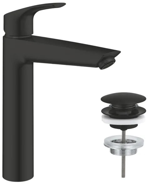GROHE Eurosmart Wastafelmengkraan - XL-size - waste - push open - matte black SW1077352/SW1077334