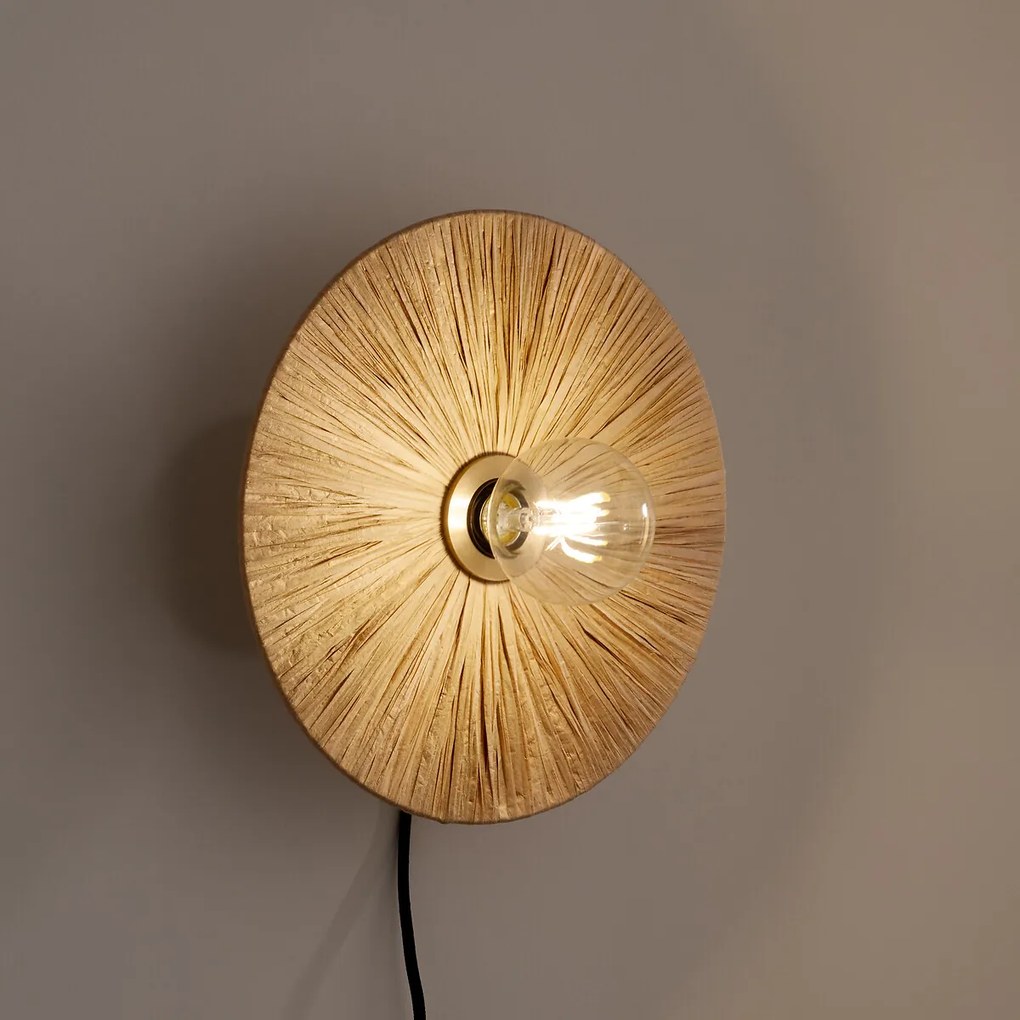Ronde wandlamp in raffia Ø30 cm, Rafita