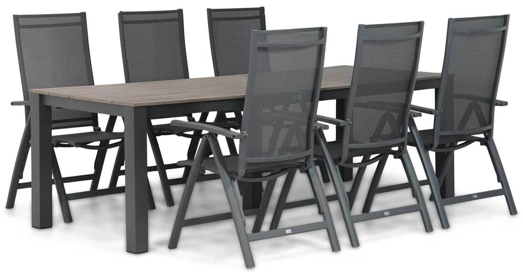 Tuinset 6 personen 240 cm Aluminium/Textileen /Aluminium/textileen Grijs Presto Vasto/Valley