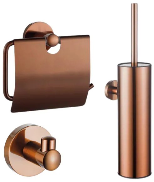 Fortifura Calvi Toiletset - toiletborstelhouder - gesloten - handdoekhaak - toiletrolhouder - met klep - geborsteld RVS SW1183145/SW1111542/SW639927
