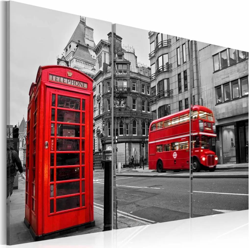 Schilderij - Het leven in Londen, Rood, 3luik