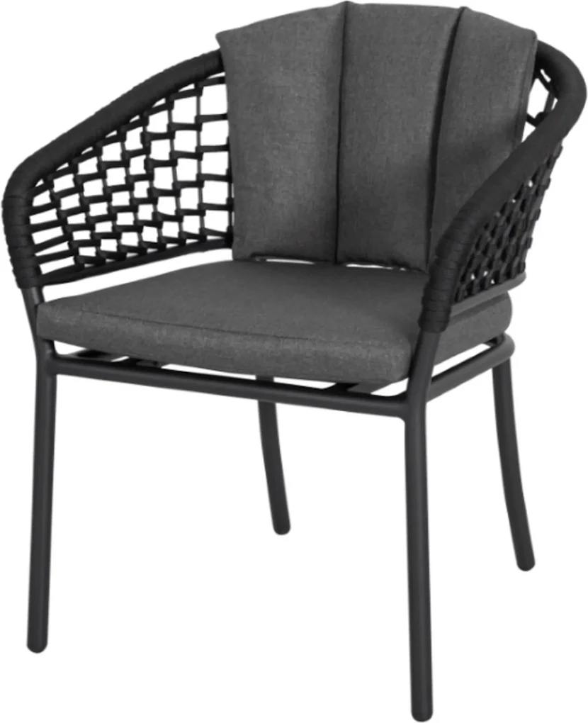 Set van 6 New Valley stapelbare tuinstoelen antraciet aluminium - AVH
