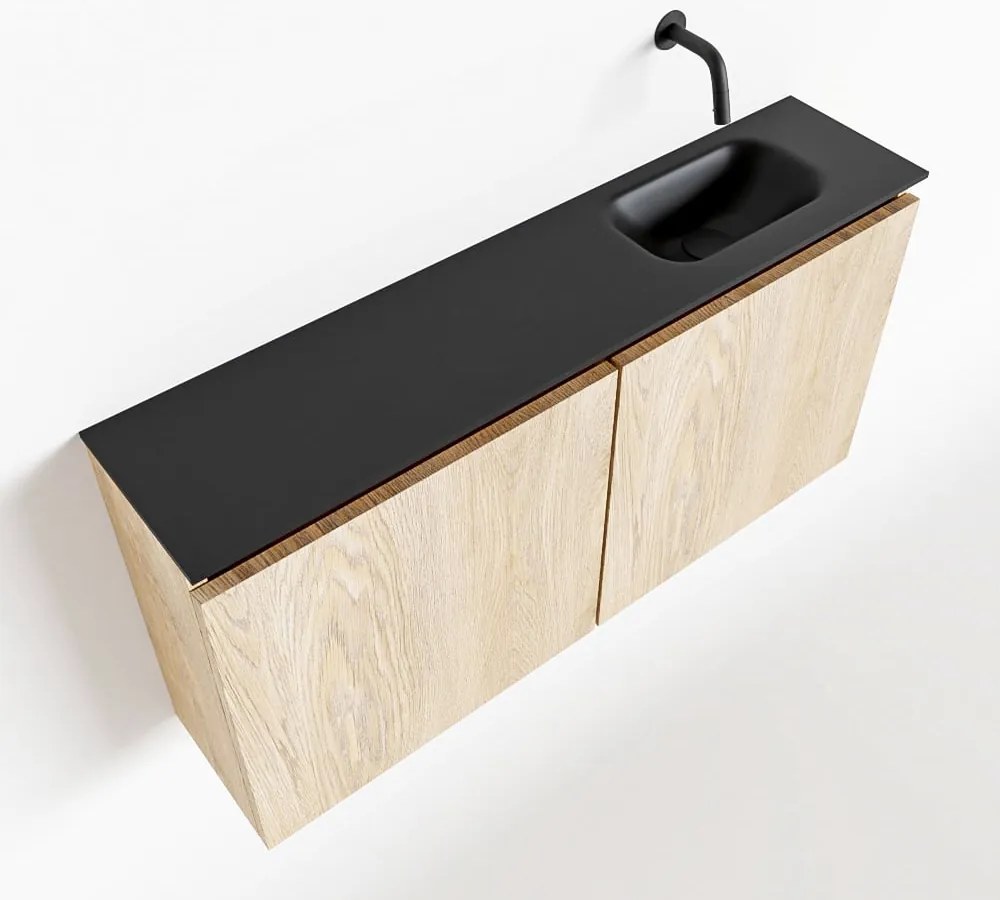 Mondiaz Ture 100cm toiletmeubel washed oak met wastafel urban rechts geen kraangat