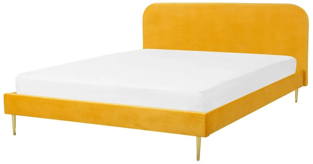 Bed fluweel geel 180 x 200 cm FLAYAT Beliani