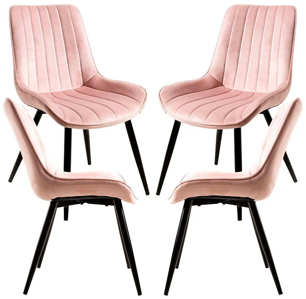 Set van 4 Lene Fluwelen Stoelen