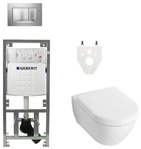 Villeroy en Boch Subway 2.0 DirectFlush toiletset softclose met Geberit reservoir en bedieningsplaat mat chroom sigma30 wit