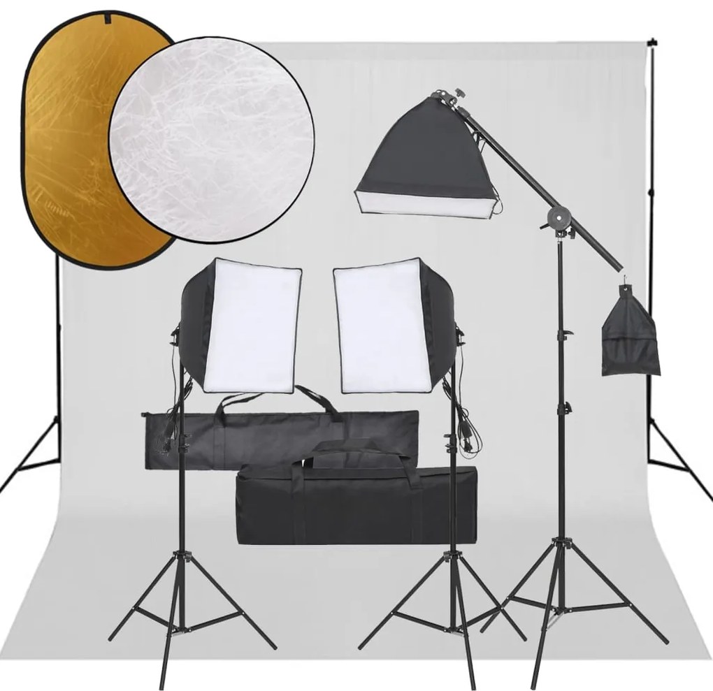 vidaXL Fotostudioset met verlichtingsset, achtergrond en reflector