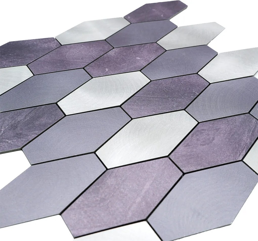 Zelfklevende Mozaïektegels Metaal | Picket Paars | 30×30 cm | Keuken, Bad & WC