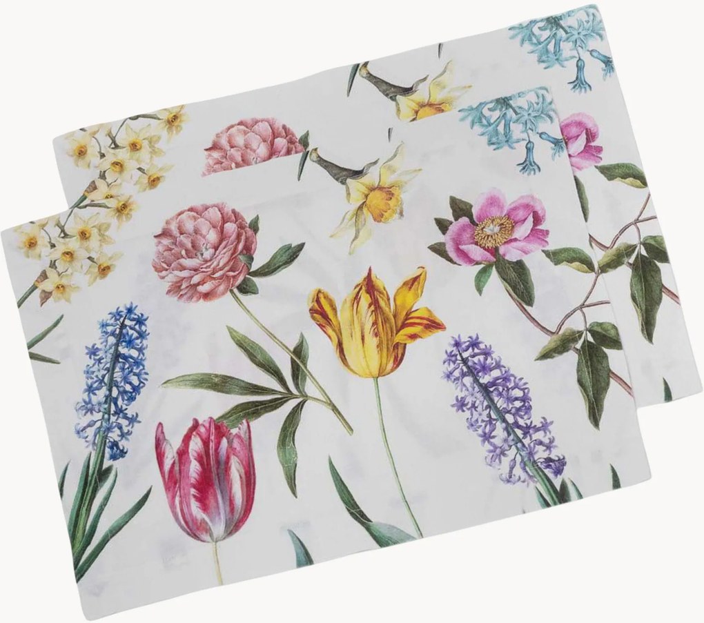 Placemats Early Flowers van linnen, 2-delig