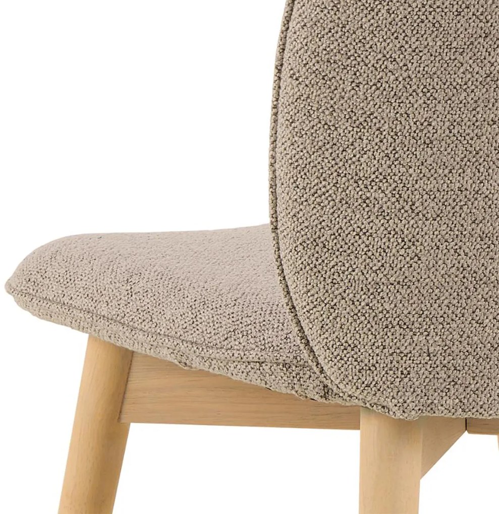 Eetkamerstoel Met Houten Poten Beige Boucle