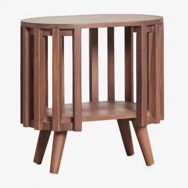 Ovale Nachtkastje 50x35 Cm Van Acaciahout Dragor Donker Acaciabruin - Sklum