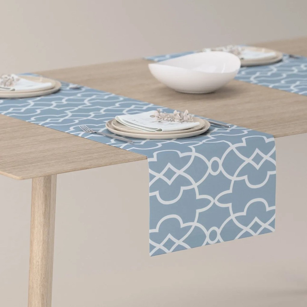 Dekoria Rechthoekige tafelloper, blauw-wit, 40 x 130 cm