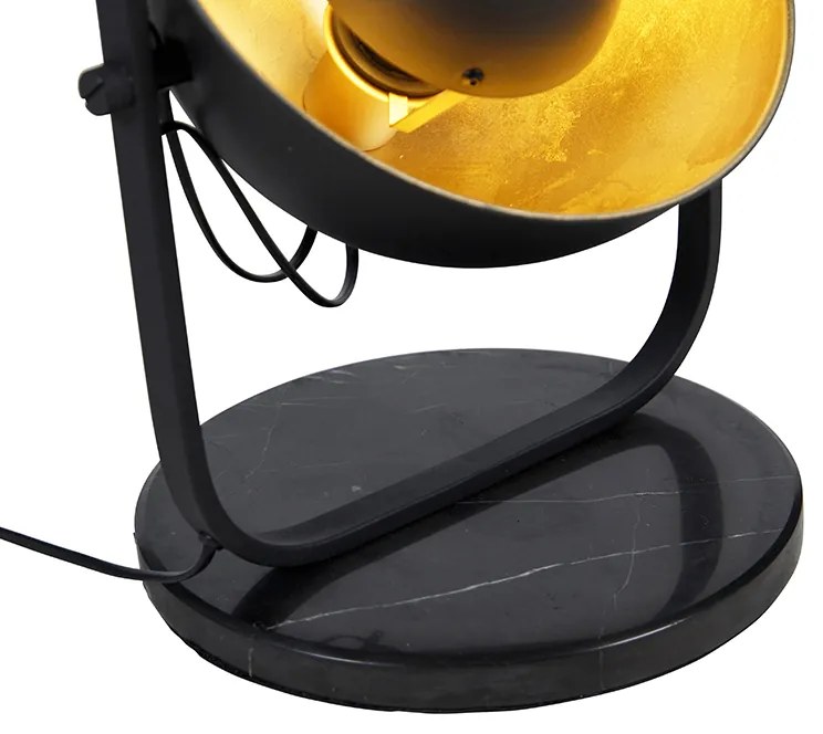 Industriële vloerlamp zwart met goud 3-lichts - Magnax