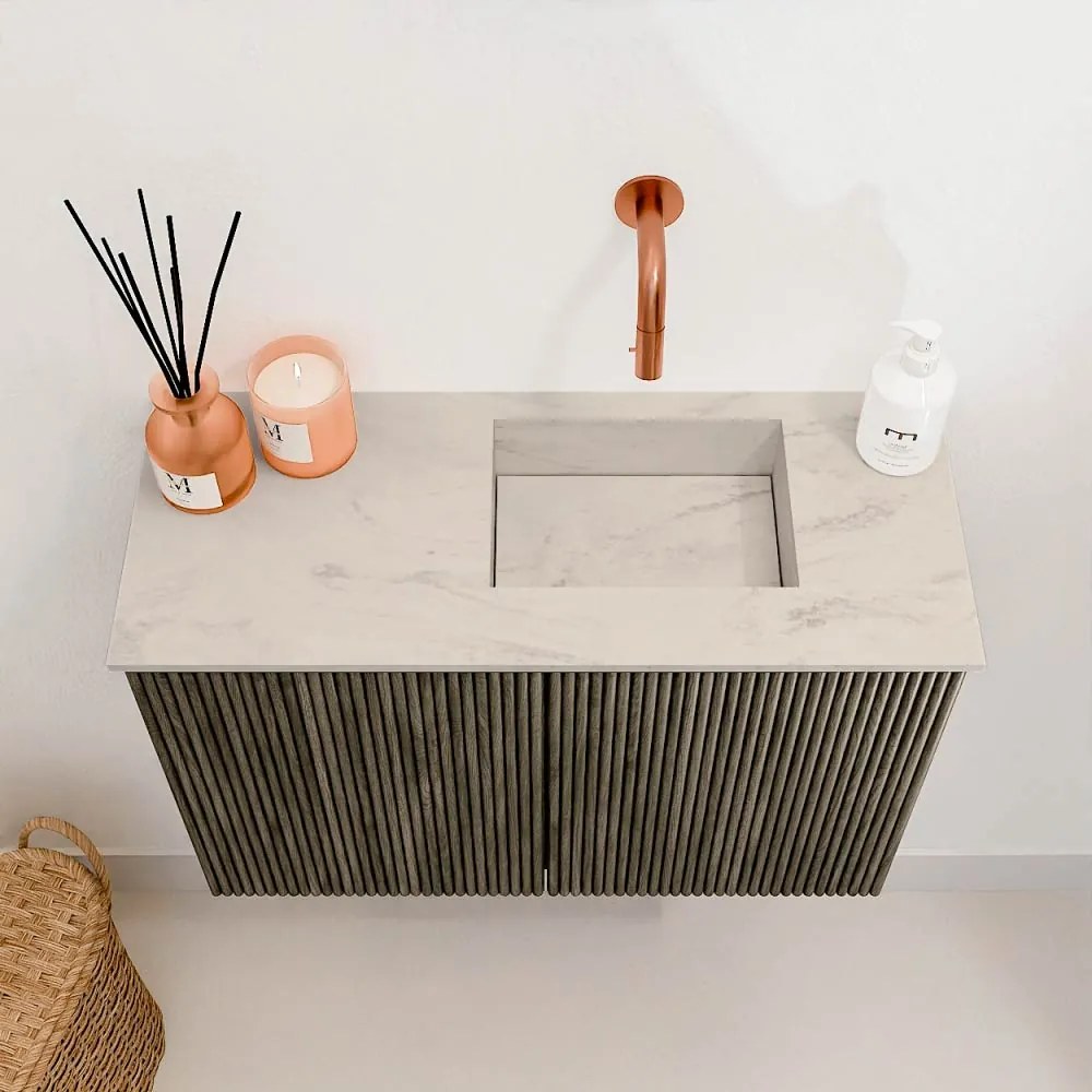 Mondiaz Joya DLux 60cm toiletmeubel shadow met wastafel faye rechts zonder kraangat opalo