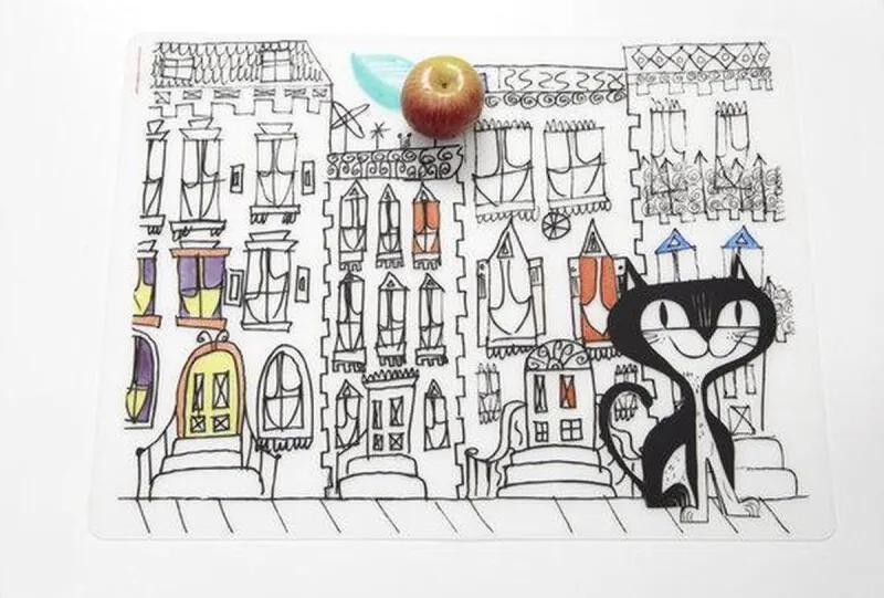 Mark Matz Cat in the City Placemat - 40 x 32 cm - Wit