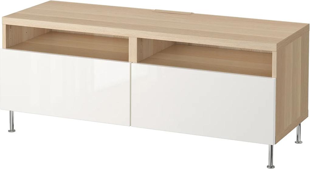 IKEA BESTÅ Tv-meubel met lades Wit gelazuurd eikeneffect/selsviken/stallarp hoogglans/wit Wit gelazuurd eikeneffect/selsviken/stallarp hoogglans/wit - lKEA