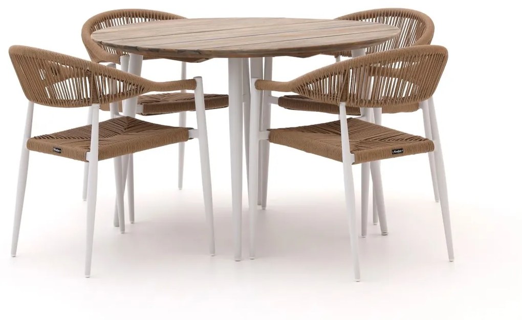 Diningset Manifesto  | 4 personen aluminium | Tuinset stapelbaar | 5-delig | Kees Smit Tuinmeubelen