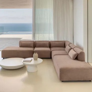 5-delige Modulaire Hoekbank Met Dubbele Chaise Longue Fogler Corduroy Kameelbruin - Sklum
