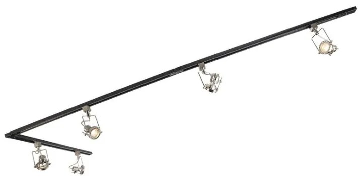 Smart 1-fase rail zwart met staal incl. 5 WiFi GU10 - Iconic Suplux Modern GU10 Binnenverlichting Lamp