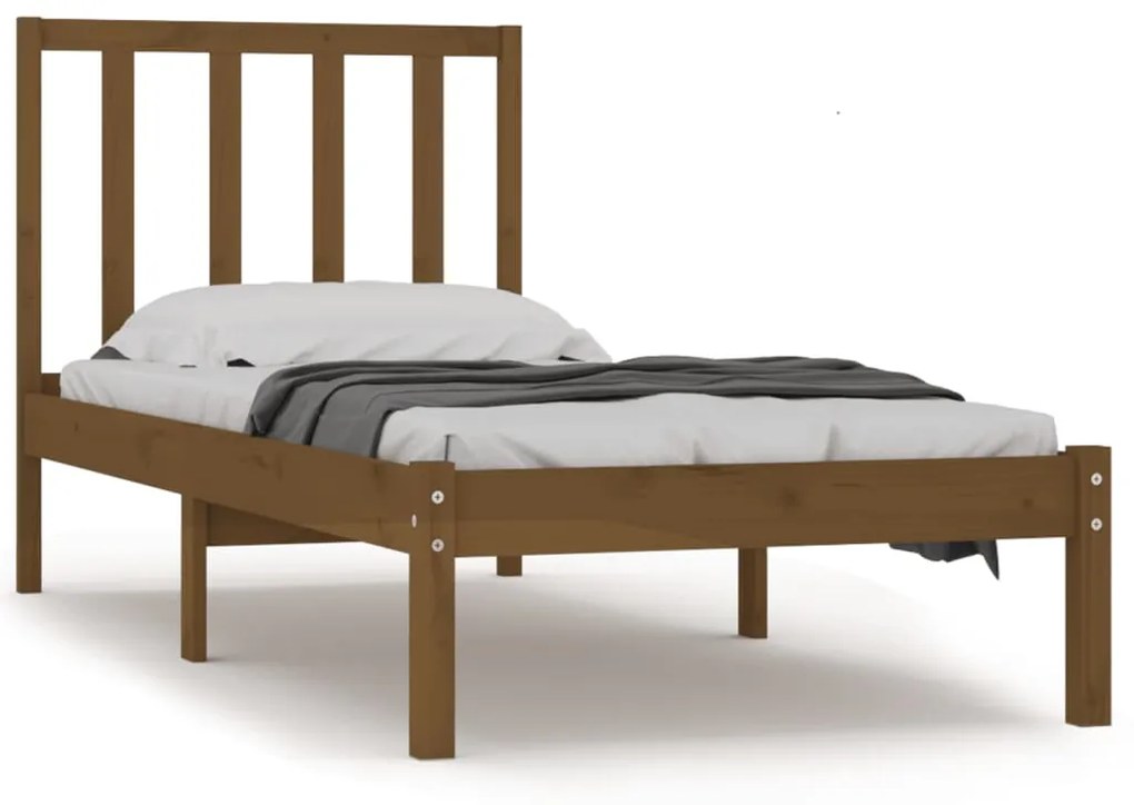 vidaXL Bedframe grenenhout honingbruin 75x190 cm 2FT6 Small Single