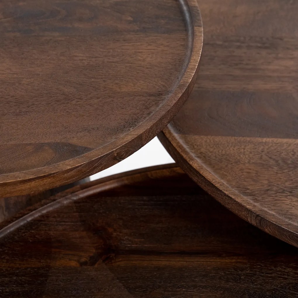 Ronde Bijzettafel Mangohout - 45 X 45cm.