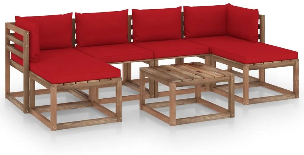 vidaXL 7-delige Loungeset pallet met kussens geïmpregneerd grenenhout