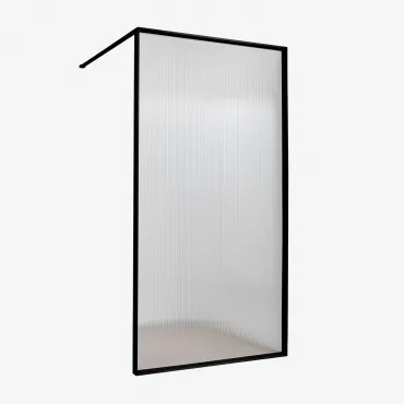 Vaste Douchewand Met 5 Mm Gehard Glas En Trafalgar Aluminium Matzwart & Transparant Gegolfd & 90 X 195 Cm - Sklum