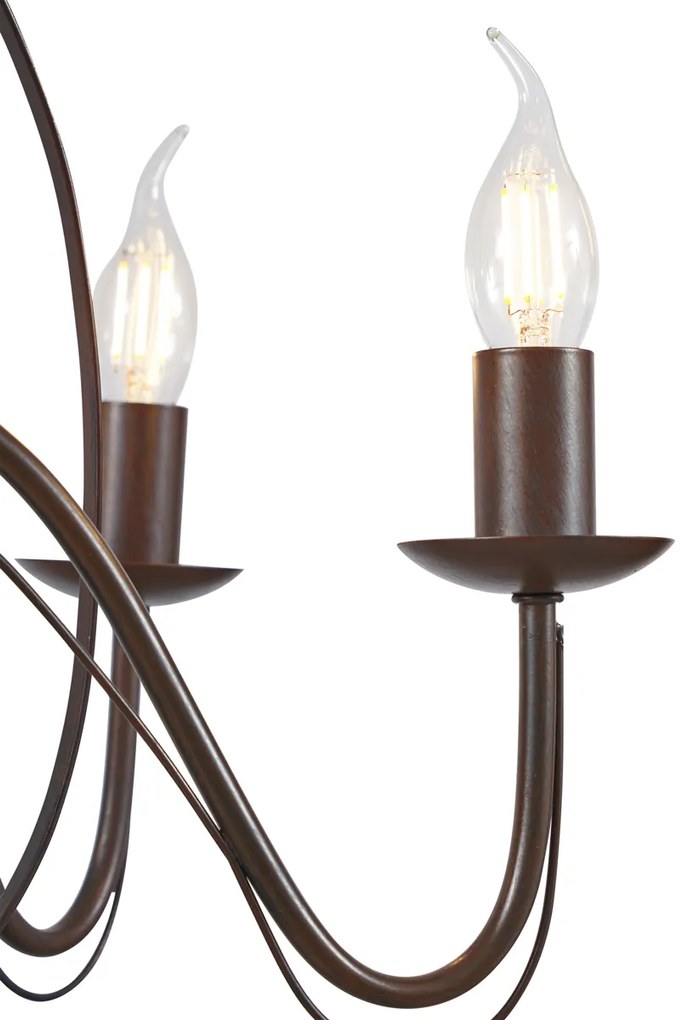 Eettafel / Eetkamer Klassieke kroonluchter roestbruin 5-lichts - Giuseppe Klassiek / Antiek, Landelijk / Rustiek E14 rond Binnenverlichting Lamp