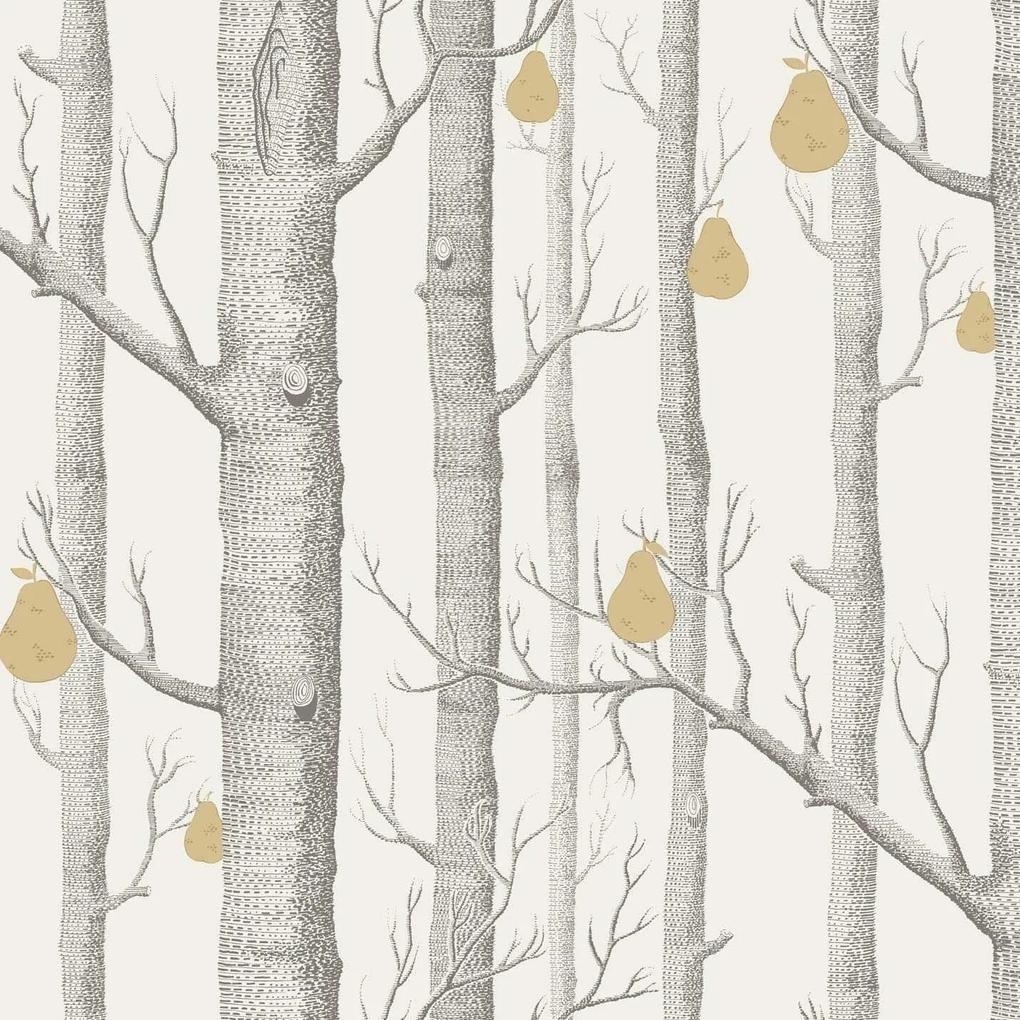 Cole & Son Woods & Pears behang charcoal linen & gold
