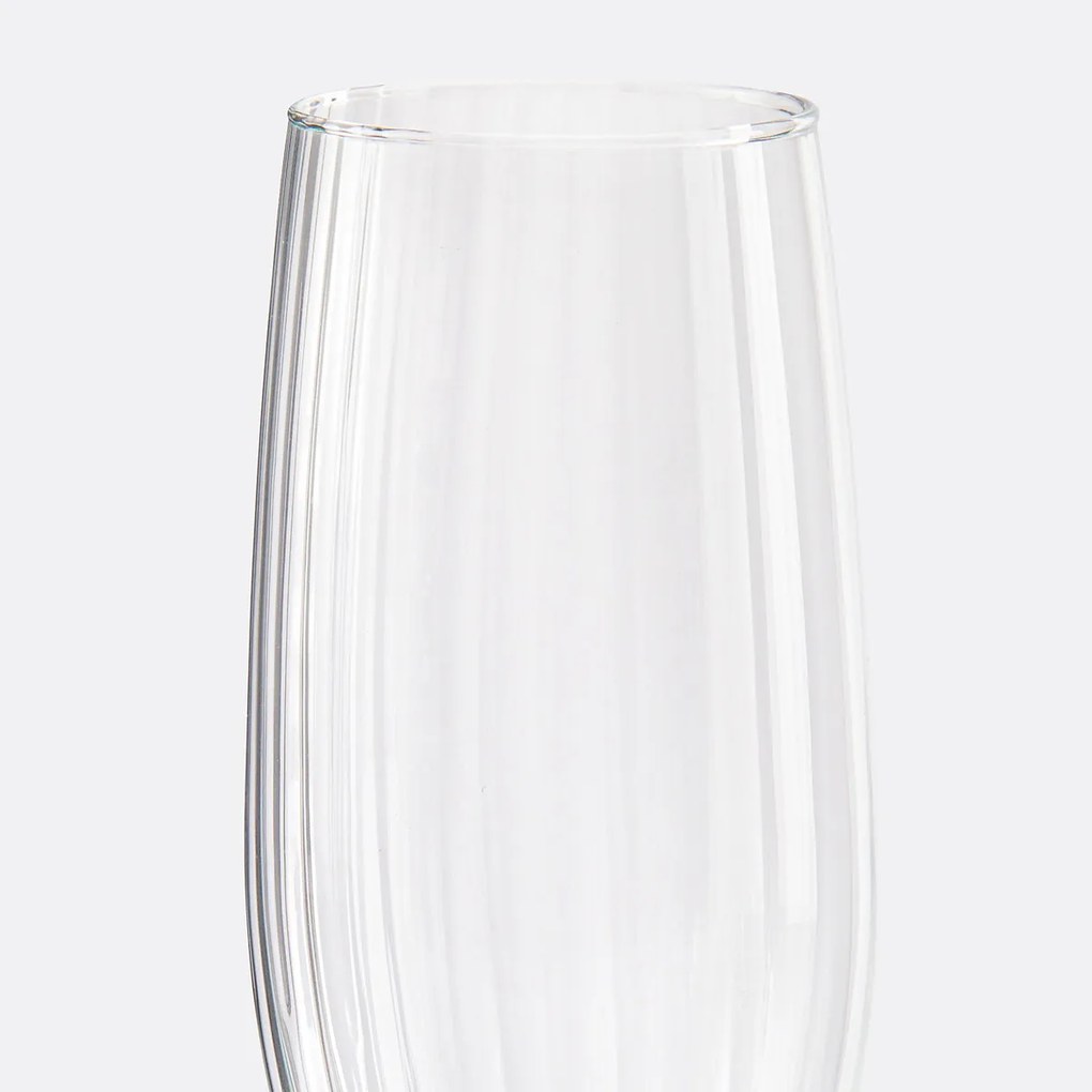 Set van 6 champagneglazen in glas met plooitextuur, Pliso