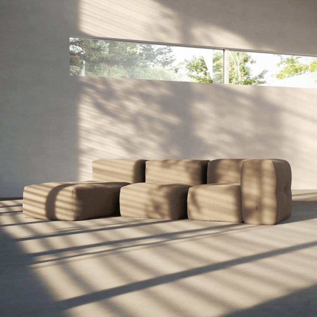 Soft Zitzak Indoor 3 Seater + Lounger - Teddy Brown