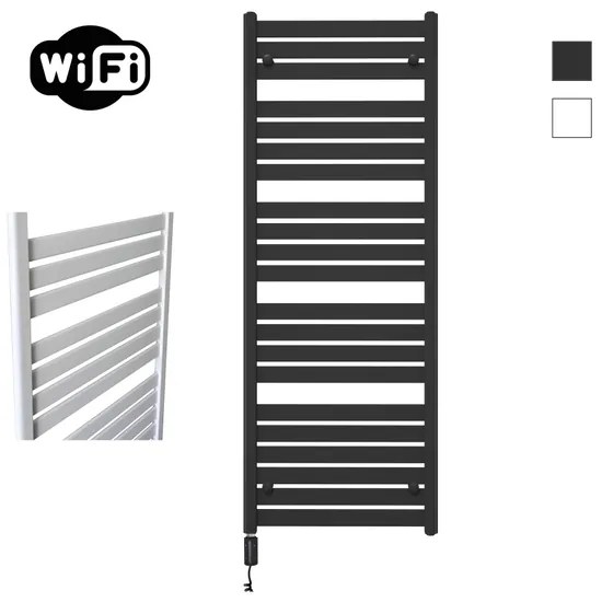 Sanicare HVW - Moda electrische WifiRadiator - 160x60cm - mat zwart met thermostaat zwart - linksonder HLDWZ 601600/A