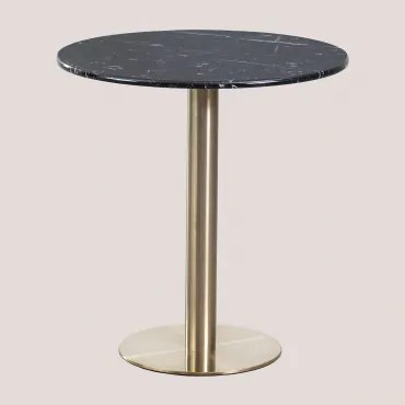 Ronde Bartafel In Marmer Cosmopolitan Zwart & Ø70 Cm & Champagne Goud - Sklum