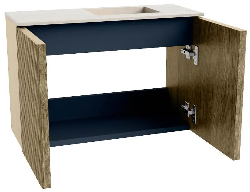 Mondiaz Joya DLux 60cm toiletmeubel dusk met wastafel faye rechts zonder kraangat meli