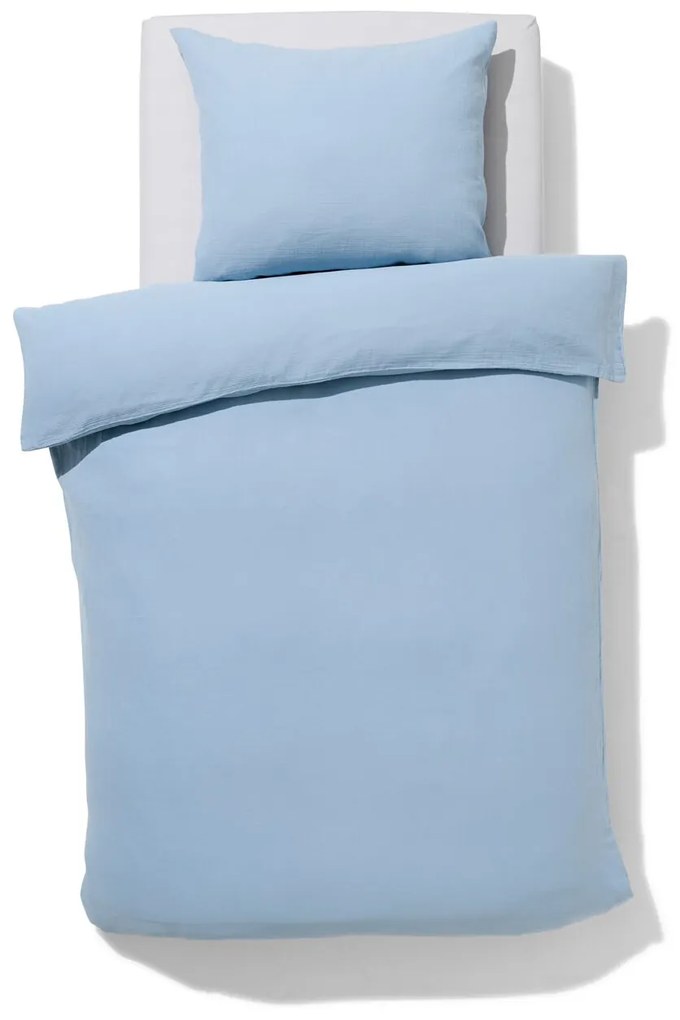 HEMA Dekbedovertrek Katoen Mousseline 140x200/220 Blauw (blauw)