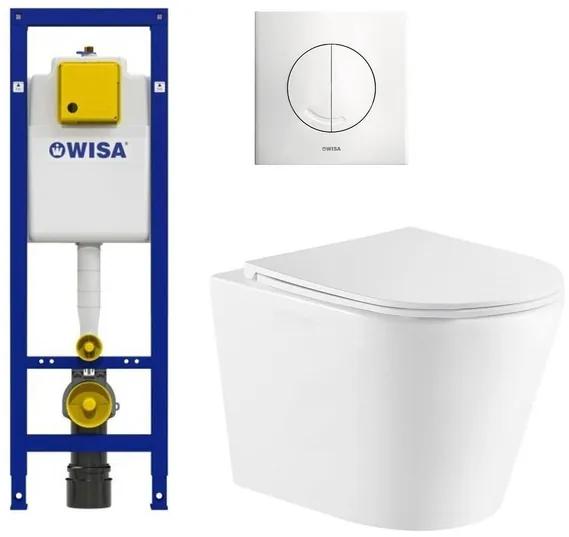 QeramiQ Dely Toiletset - Wisa inbouwreservoir - witte bedieningsplaat - toilet - zitting - glans wit 0704406/sw543431/
