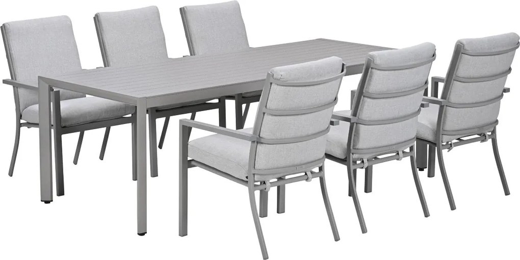 Garden Impressions Senja tuinset 7-delig taupe - Kasper tuintafel 220x93 cm