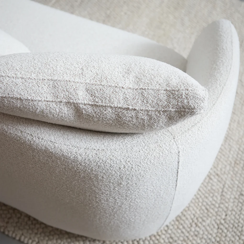 3-zits Bank Creme Met Ronde Leuning