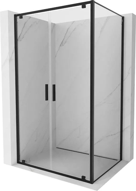 Mexen Exo scharnierend douchecabine 80 x 100 cm, transparant, zwart - 8182-080-100-70-00
