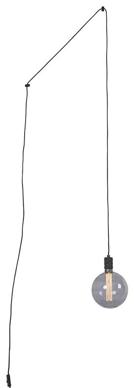 Eettafel / Eetkamer Hanglamp zwart met smoke glas incl. G200 dimbaar - Cavalux Design, Modern Minimalistisch E27 Binnenverlichting Lamp